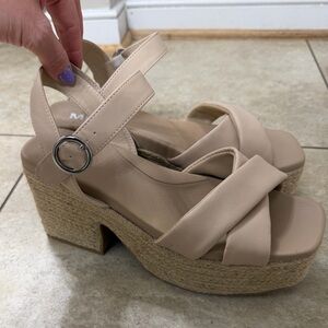 MIA Nude Platform Sandals with Buckle